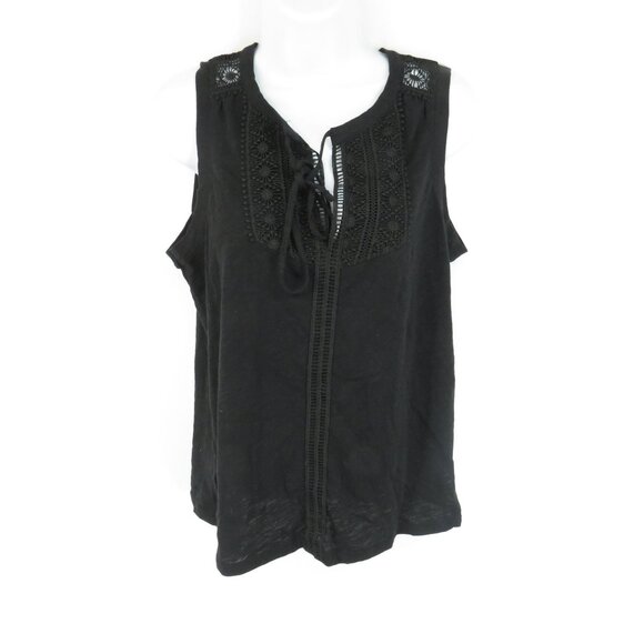 Rafaella Black Sleeveless Lace Up Top Small NWT $59 - Picture 1 of 4